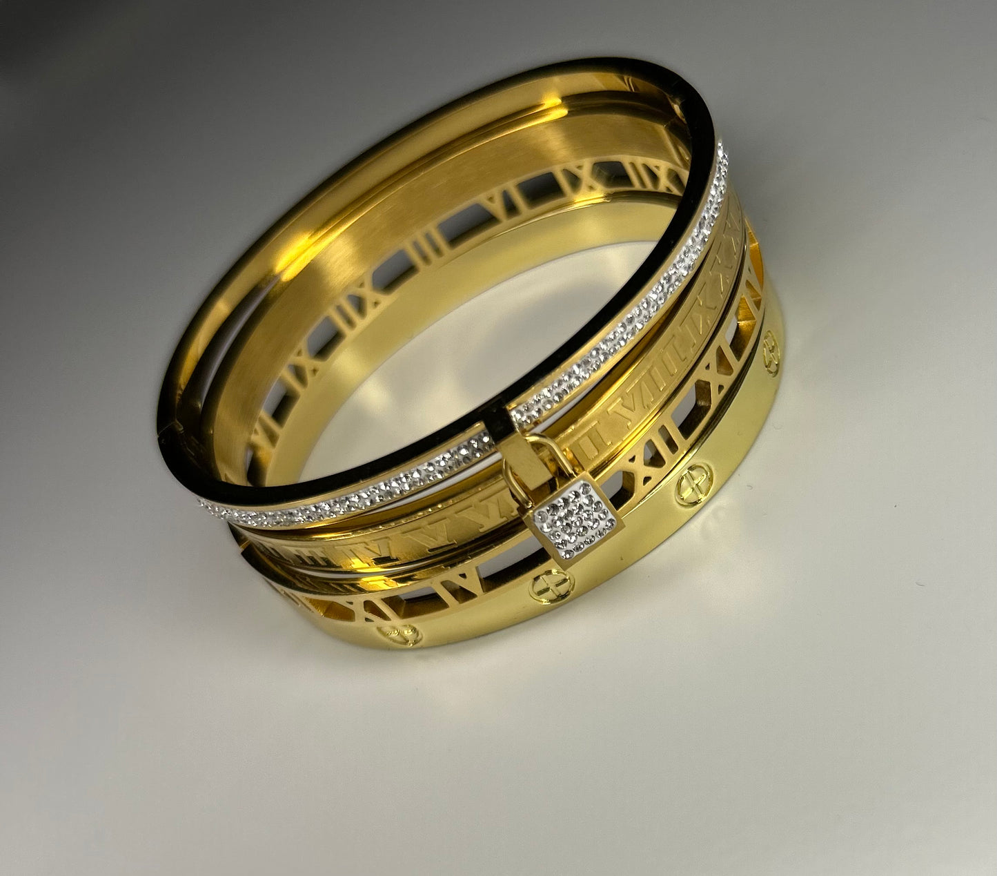 Gold Numerical Bracelet Set